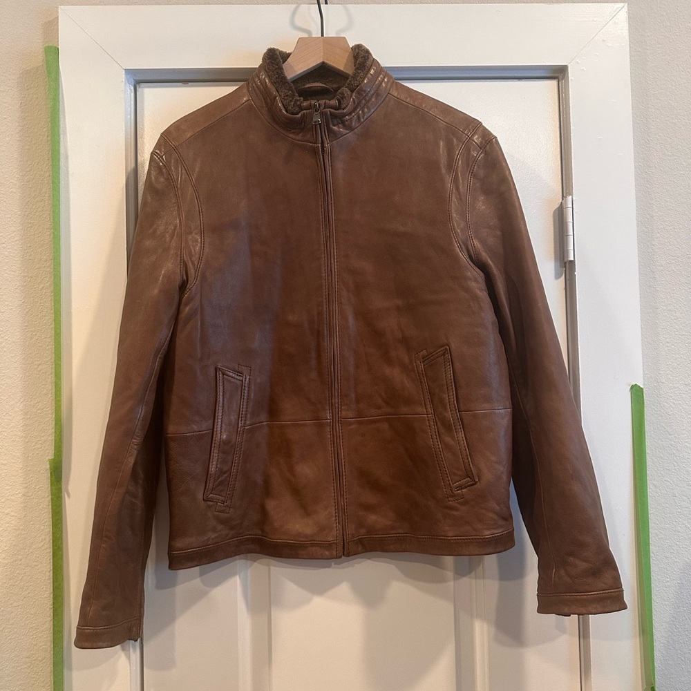 Boss Men's Tan Leather Jacket